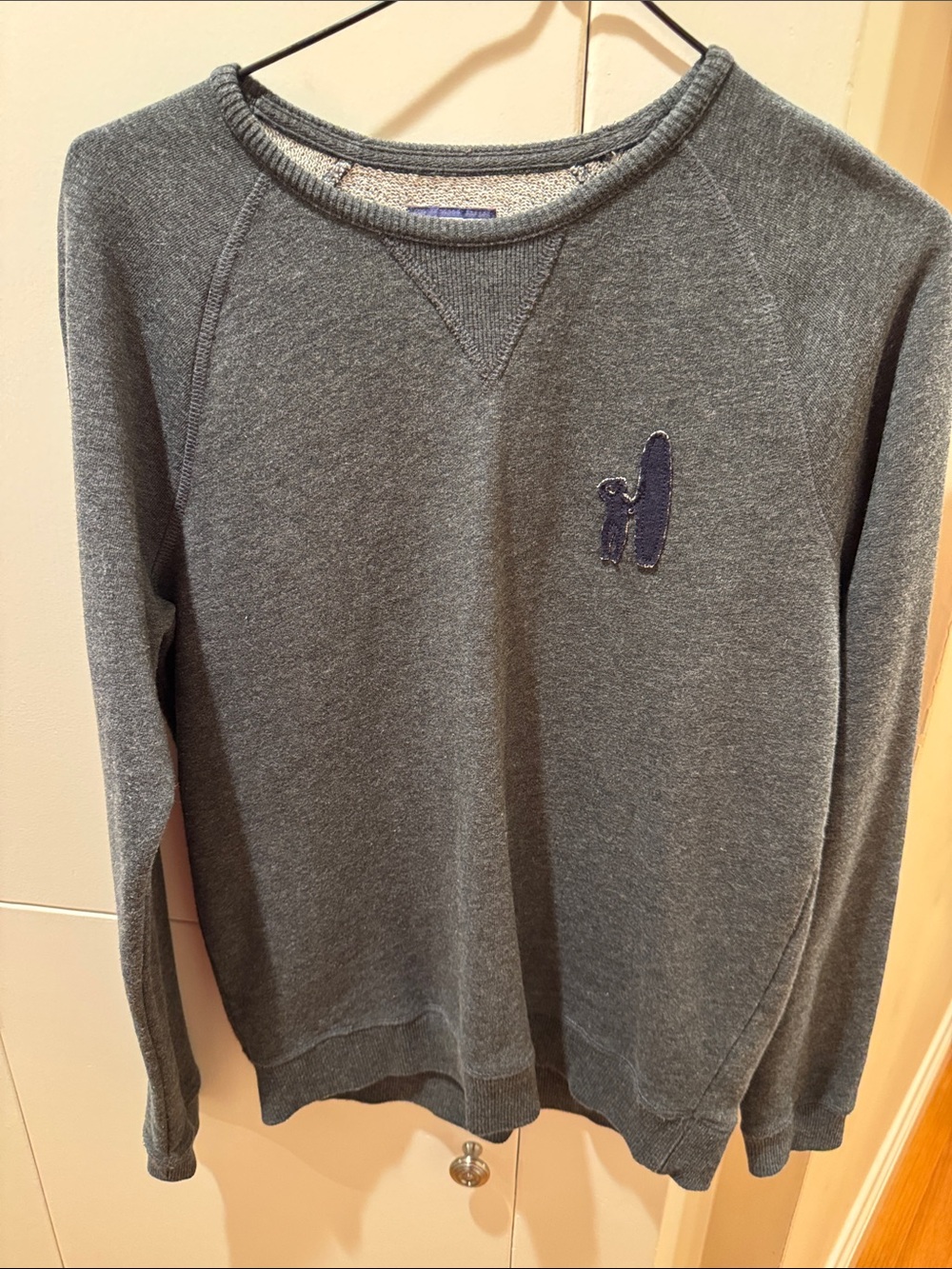 johnnie-O Heather Gray Crewneck Sweatshirt with Surf Embroidery